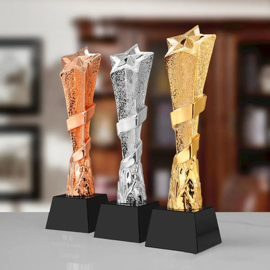 Gold Silver Bronze Trophy Gold Plating Singing Dancing Competitions Best Singing Award