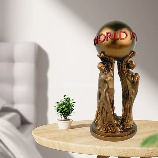 The World Is Yours Statue Champion Sculpture Trophy Figurines Office Home Decor for Birthdays Graduations House-Warming